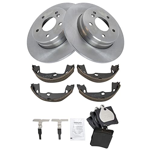 Image of TRQ Rear Brake Pad & Rotor Ceramic Compatible with 1996-2002 E320 E430 2000-2005 CLK320 2001-2005 C320 2003-2005 C240 2005-2011 SLK350 2006-2009 CLK350 2006-2007 C280 C350 2007 C230 2007-2008 SLK280