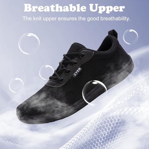 ZYEN Wide Toe Box Minimalist Walking Shoes for Women Grey Size 37