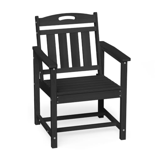 Image of Ciokea HDPE Outdoor Patio Dining Chairs, All-Weather Furniture, Black