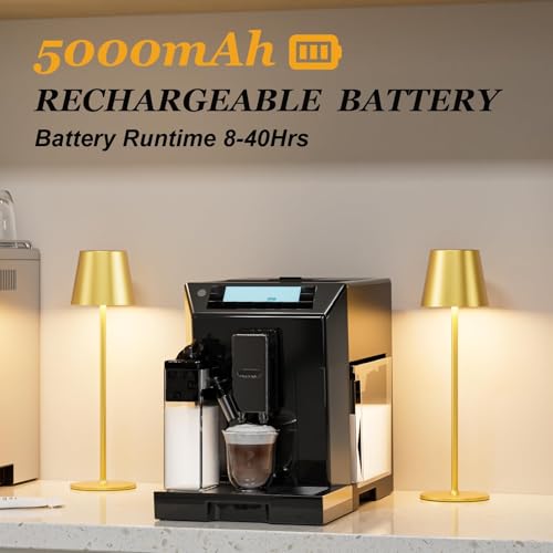 Image of Kakanuo 20 inch Cordless Table Lamp Rechargeable Gold - 2 Pack 5000mAH Battery Operated Lamp for Counter, 3 Color Stepless Dimming Wireless Lamp for Dining Kitchen, Outdoor Patio, Touch Control