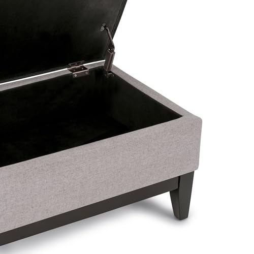 Simplihome 3AXCOT-245-CLG Oregon 42 Inch Wide Contemporary Rectangle Lift Top Storage Ottoman Bench With Removable Tray, Upholstered Cloud Grey Tufted Linen Look Fabric, Footrest Stool, Coffee Table thumb #10