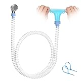 Zhongpu Reach Slip-On Dog Shower Adapter for Bathtub Faucet, Ear-Tab Zip-Tie Connector, Handheld Sprayer Head, 5 ft Hose, Fits Spouts up to 3 in (7.6 cm)