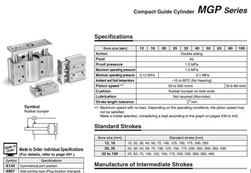 Vérin pneumatique compact guidé MGPM25 avec course de 150mm - 6