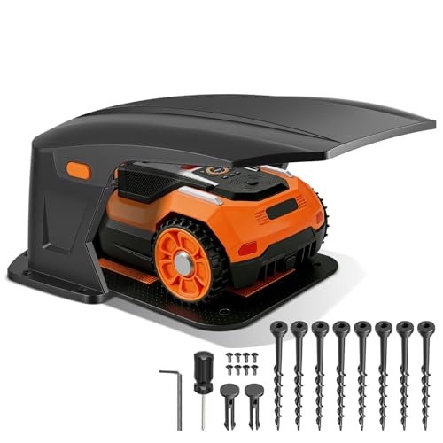 Jaxguom Mähroboter Garage mit Klappdach Garage für Mähroboter mit Serviceklappe Rasenroboter Garage wetterfest UV- & Regenschutz Ohne Signalstörung 70.5x57x33cm
