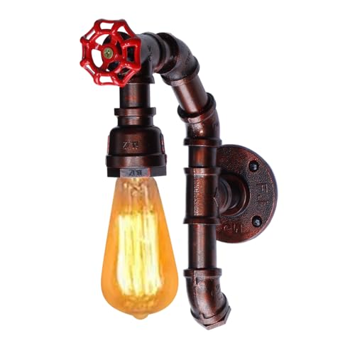 Image of XEYOU Retro Wall lamp Vintage Industrial Steampunk Wall Sconce with Switch Metal Water Pipe Wall Mounted Light Fixture E26 Edison Bulb for Cafe Bar Restaurant Bedroom Livingroom