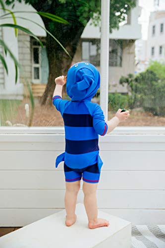 Image of VAENAIT BABY Zip & Snap Rash Guard Swimsuit, UPF 50+ One-Piece Long Sleeve Swimwear, Quick Dry Infant Beach Suit for 0~2T