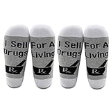 LEVLO Pharmacist Gift Pharmacist Socks I Sell Drugs for a Living Cotton Sokcs Pharmacy Student Gift (2 Pairs/Set-mid Calf-1)