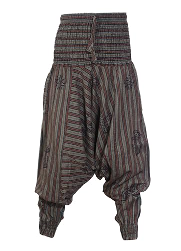 Womens Stonewashed Striped Harem Pants Hippie Trouser3