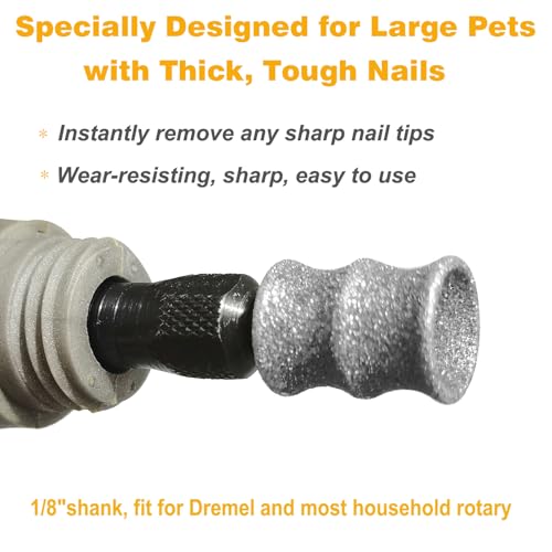 Image of Extra Large Dog Nail Trimmer Bits for Dremel - Dog Nail Grinder Attachment for Large Pets with Thick, Tough Nails