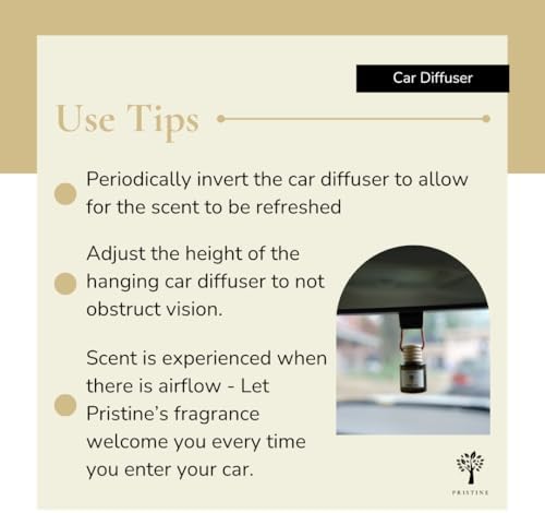 PRISTINE Japanese Ryokan/Hotel Scent Car Diffuser | with Lavender Lily Sandalwood Scent Hanging Car Freshener | Car Fragrance Scented Accessories Essential Aroma Oil Diffusers for Automobile Vehicle 4