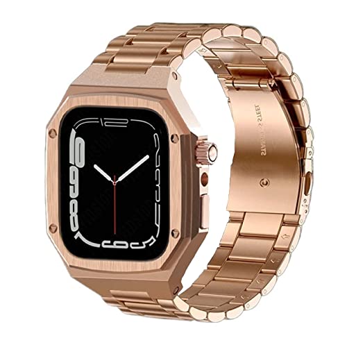 Kit de modificación de acero para Apple Watch 45mm y 44mm con correa de repuesto metálica
