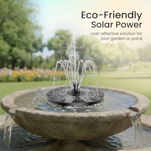 Image of Oblivion Solar Fountain for Garden 1 Pc - Solar-Powered Water Multi-Spray Garden Feature for Outdoor Pond, Bird Bath, Floating with Multiple Spray Heads Aerator Patio Kit