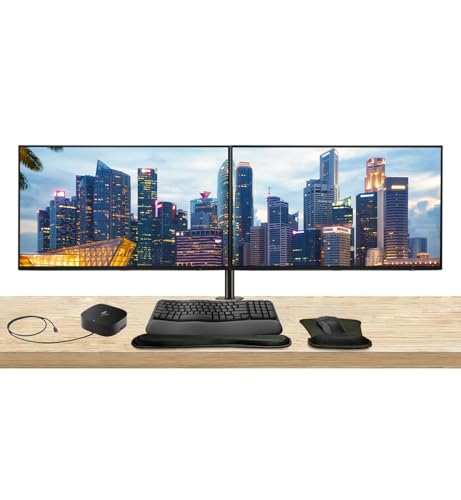 Image of HP Series 7 Pro 27-inch 727pk 4K UHD 2160p LCD HDR Monitor, 2-Pack Bundled with Daisy Chain, Desk Mount Stand, USB-C Multiport G5 Dock, MK650 Wireless Keyboard & Mouse, Gel Mouse & Wrist Pad