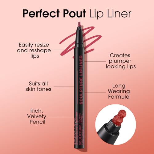 Red Lip Liner, Lip Pencil Waterproof Lipsticks for Women Long Lasting - Matte Liquid Lipstick Liner Lip Plumping Lipstick for Sculpting & Filling, Ideally Defined Lips with Smooth Texture - Image 5
