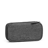 Satch Federmäppchen Extra Groß Mit Trennwand, Reißverschlussfach, Stiftehalter Set, Quadratisches Sichtfenster für Stundenplan - Grau Gesammelt, Einheitsgröße, Kindergepäck