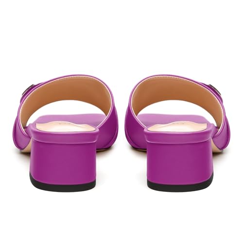 Women's Low Heel Slide Sandals - Square Open Toe with Gold Hardware, Comfortable Work & Party Shoes for Everyday Essential4