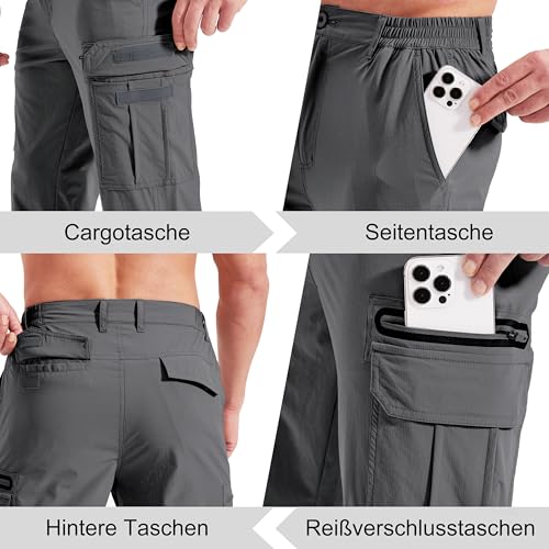NATUVENIX Wanderhose Herren Outdoor Hosen für Herren Trekkinghose Leichte Cargohose Sommer Taktische Hose Arbeitshosen Männer Stretch