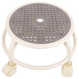 PENIKOKO Runder Niedriger Rollhocker mit Rollen Kleiner Drehbarer Pediküre Hocker für Zuhause und Nagelstudio Kompakter Sitzhocker in Grau