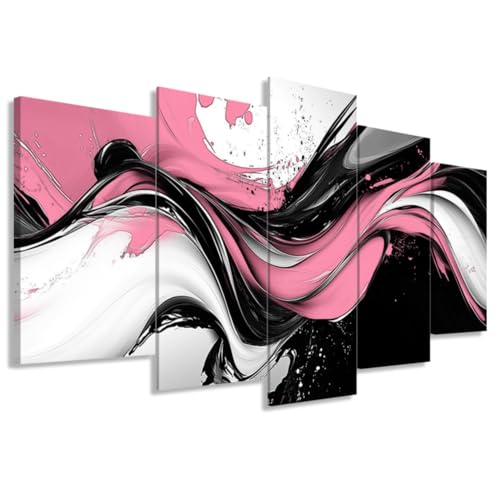 ZXHYWYM Pink Black White Abstract Wall Art Large 5 Pieces