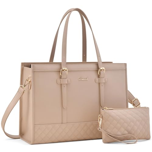 Image of LOVEVOOK Laptop Bag for Women,15.6 inch Laptop Tote Bag Waterproof PU Leather Computer Bag Work Bags for Business Office, Large Capacity Laptop Purse Professional Work Tote Black