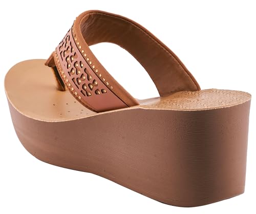 Image of puntoblu Embellished Ultra Comfort Platform Heels for Women | Comfortable Padded Footbed | Anti-Skid & Durable High Heel Slippers for Girls | Ideal for Casual, Party & Ethnic Wear