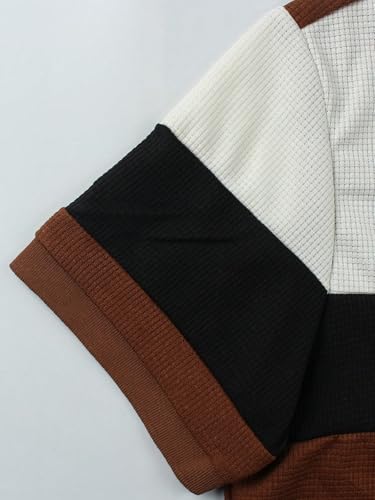 SOLY HUX Men's Golf Shirt Color Block Letter Print Short Sleeve Collared Shirts Work Casual Shirts miniatura 2