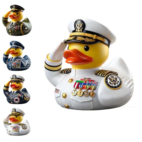 Lwjhzywl Saluting Military Duck Figurine - Resin Veteran Duck in Uniform Patriotic Army Desk Decor for Veterans Military Appreciation Gift for Veterans Day Military Home Decoration (Navy)