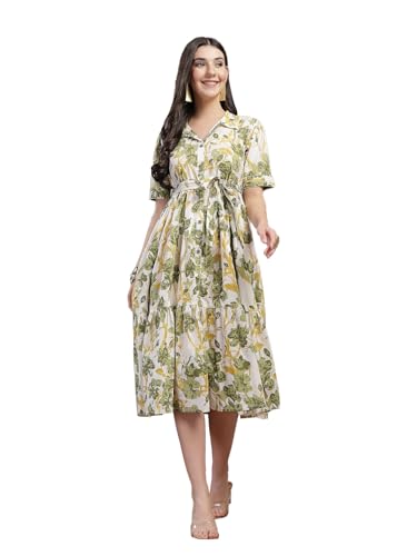 Image of Stylum Women's Floral Printed Cotton Flared Dress