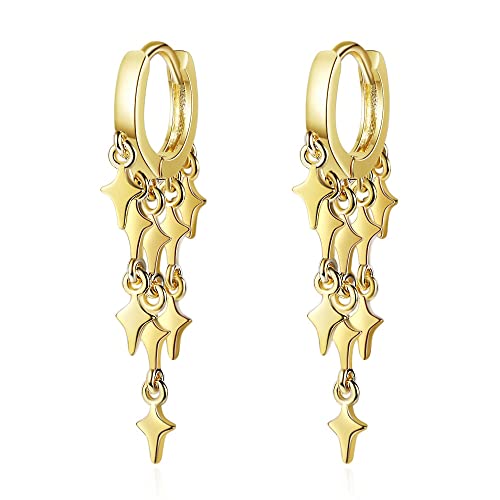 Boucles d'oreilles étoile argent 925 femme pendantes bijoux modernes