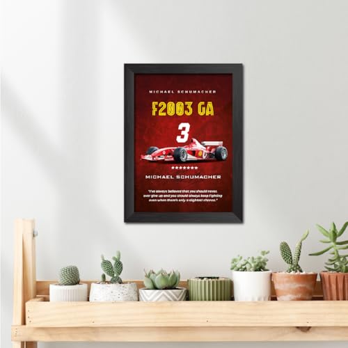Image of TenorArts Michael Schumacher Poster Frame F1 Racing Car F2003 GA Formula One Photo Framed Painting with Matt Finish Black Textures (12 inches x 9inches)
