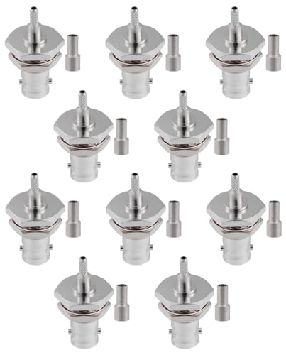 Vecys 10 PCS BNC Connectors 50 Ohm BNC Female Crimp Connector for RG316 RG174 RF Coax Cable, Gold, BNC Female for RG174/RG316 - Image 4