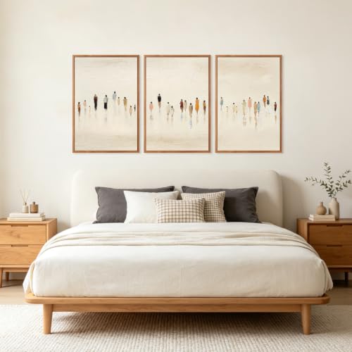 Image of CHDITB 3D Textured Human Silhouette Wall Art,Earthy Tone Crowd Figure Decor