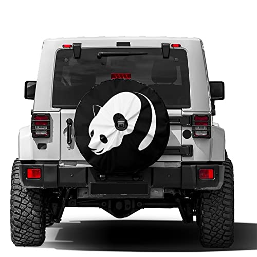 Image of Delerain Panda Spare Tire Cover with Backup Camera Hole Wheel Protectors Sun Protector Waterproof for Jeep Trailer RV SUV Truck and Many Vehicle(16 Inch for Diameter 29 inch-31 inch)