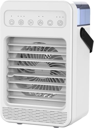 Portable Air Conditioners, Mini Air Conditioner Personal Evaporative Air Cooler with 4 Speeds 7 Colors, 600ML Portable Ac Unit Fan 2 Cool Mist Water Tank for Room Office Car