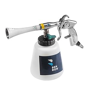 BenBow Persluchtreinigingspistool – Klassiek metaal – verwijdert vuil effectief uit auto-interieurs – met 1 liter container voor reinigingsmiddel