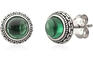 Stunning Emerald May Birthstone Earrings - Vintage Sterling Silver Studs