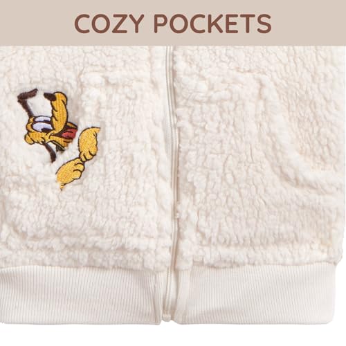 Disney Mickey Mouse Pluto Toddler Boys Cozy Sherpa Zip Up Hoodie White 4T - image 4
