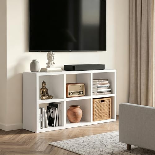 LUCKLIFE-6-Cube-Storage-Organizer-Stackable-Modular-Bookcase-Shelf-with-Vertical-or-Horizontal-Use-Fits-1111-Bins-Optional-Back-Panels-for-Living-Room-Office-White