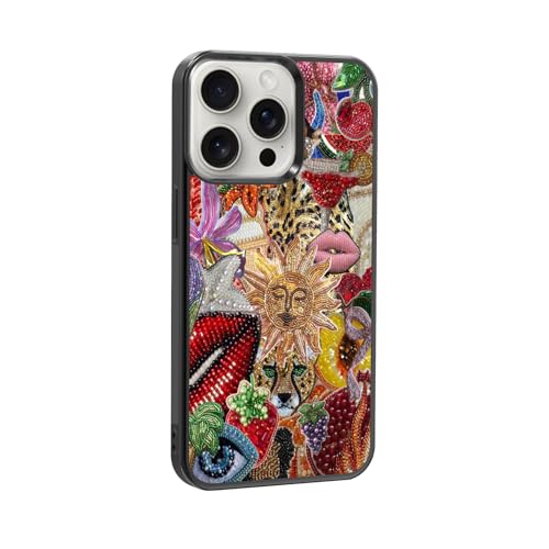 qizjio Vintage Mosaic Phone Case Shockproof Protective Tiles Collage Phone Case for iPhone 14 Pro