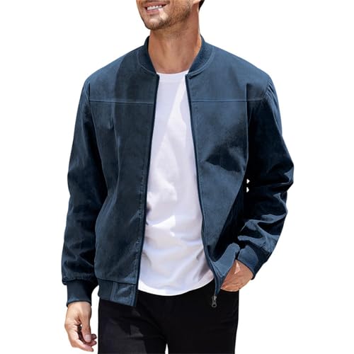 Veste bomber en daim synthétique homme de qualité supérieure rétro