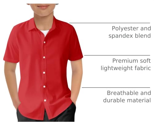 Image of Haloumoning Boys Short Sleeve Dress Shirts Button Down Formal Uniform Shirt
