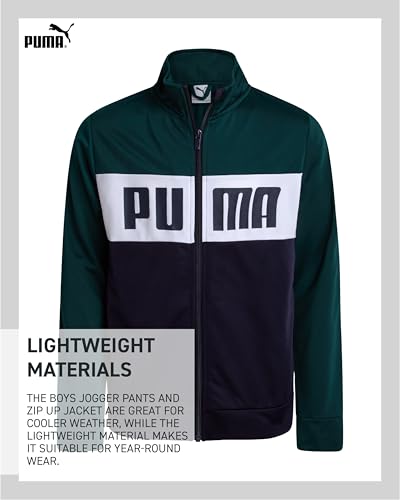 PUMA Boys Pants Set - 2 Piece Tricot Athletic Zip Up Jacket Sweatshirt and Active Jogger Pants - Boys Activewear Set (4-16)4