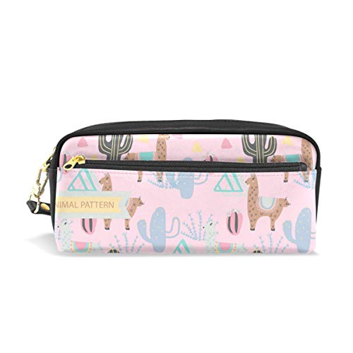 Preisvergleich Produktbild ISAOA Federmäppchen mit großem Fassungsvermögen, mit Reißverschluss, Schreibwarenzubehör, Tiermuster, Lama, Stifttasche, Kosmetiktasche, Make-up-Tasche, Weihnachtsgeschenk für Mädchen und Jungen