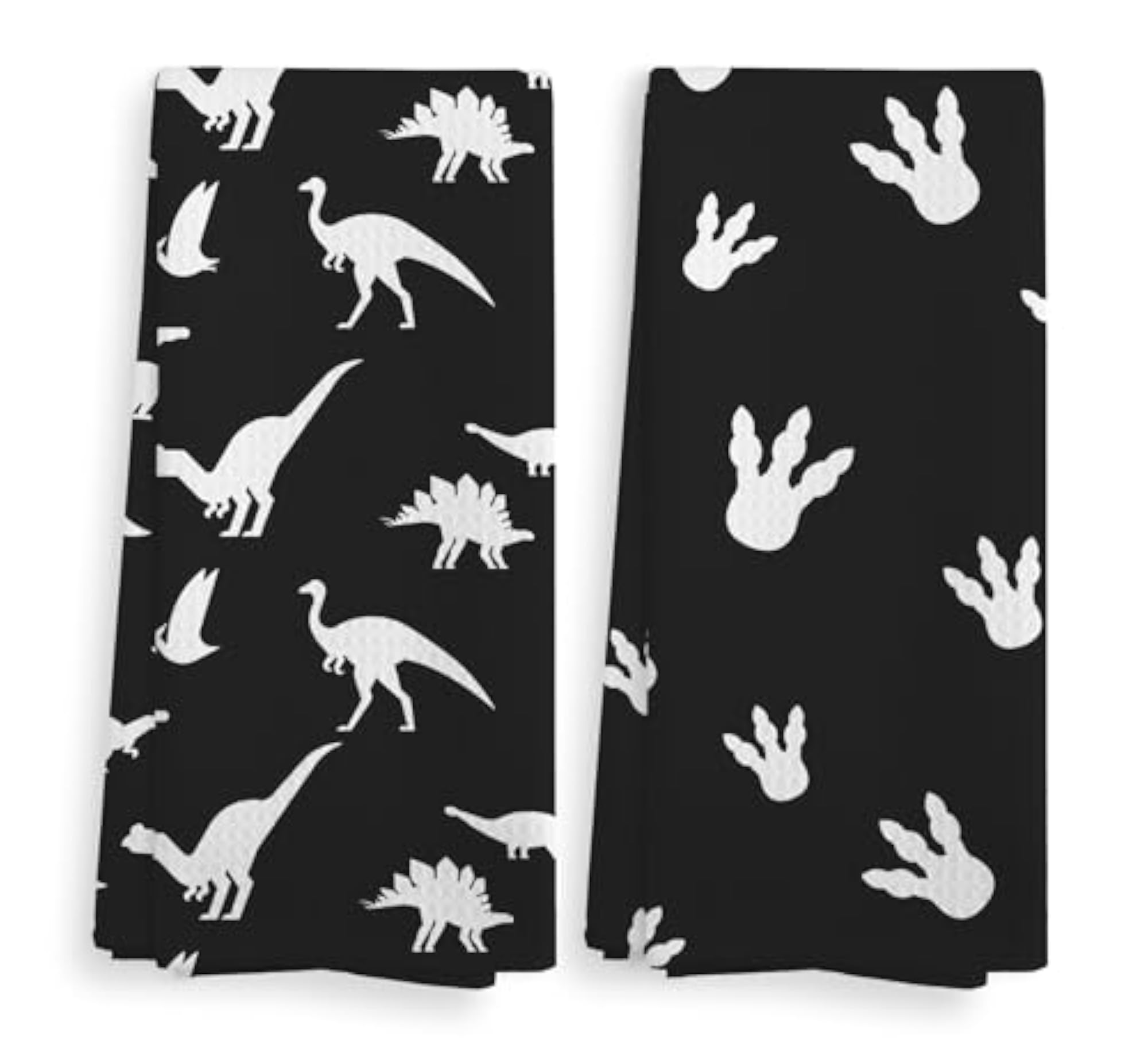 Black and White Dinosaur Kitchen Towels Set of 2