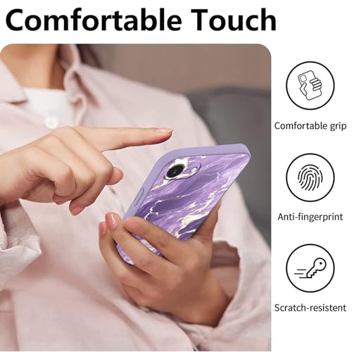 Coque silicone iPhone 16e effet marbre violet texture soft-touch premium - 5