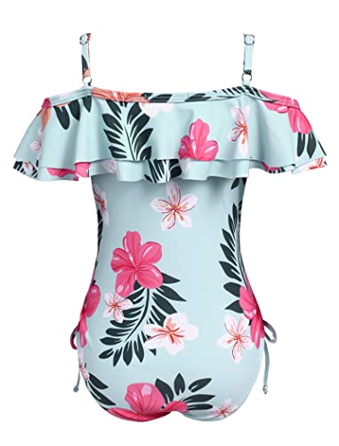 Hopeac Girls One Piece Swimsuit Kids Fashion Surf Swimwear Outfits Floral Ruffle Tankini Rash Guard Bathing Suit For Beach #TOP2