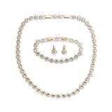 Swarovski Parure Una Angelic, Parure (3), Taille Rond, Blanc, Placage de ton or