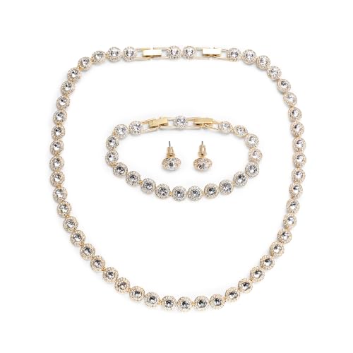 Swarovski Una Angelic Set Set (3) Round Cut White Gold-Tone Plated