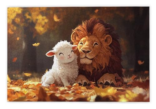 Puzzle 1000 Piezas para Adultos, Puzzle 1000 Piezas de Madera, DIY Rompecabezas de Madera para Adultos, Rompecabezas Desafiante para Toda la Familia, Regalos para Mujeres y Hombres, Tema: León, R-14