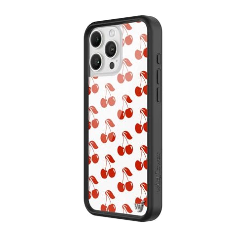 Image of Wildflower Cases - Compatible with iPhone 16 Pro Max | Protective Black Bumper, 6.5ft Drop Test Certified, Women Owned Small Business | Cherry Red Summer Aesthetic Trendy | American Cherries